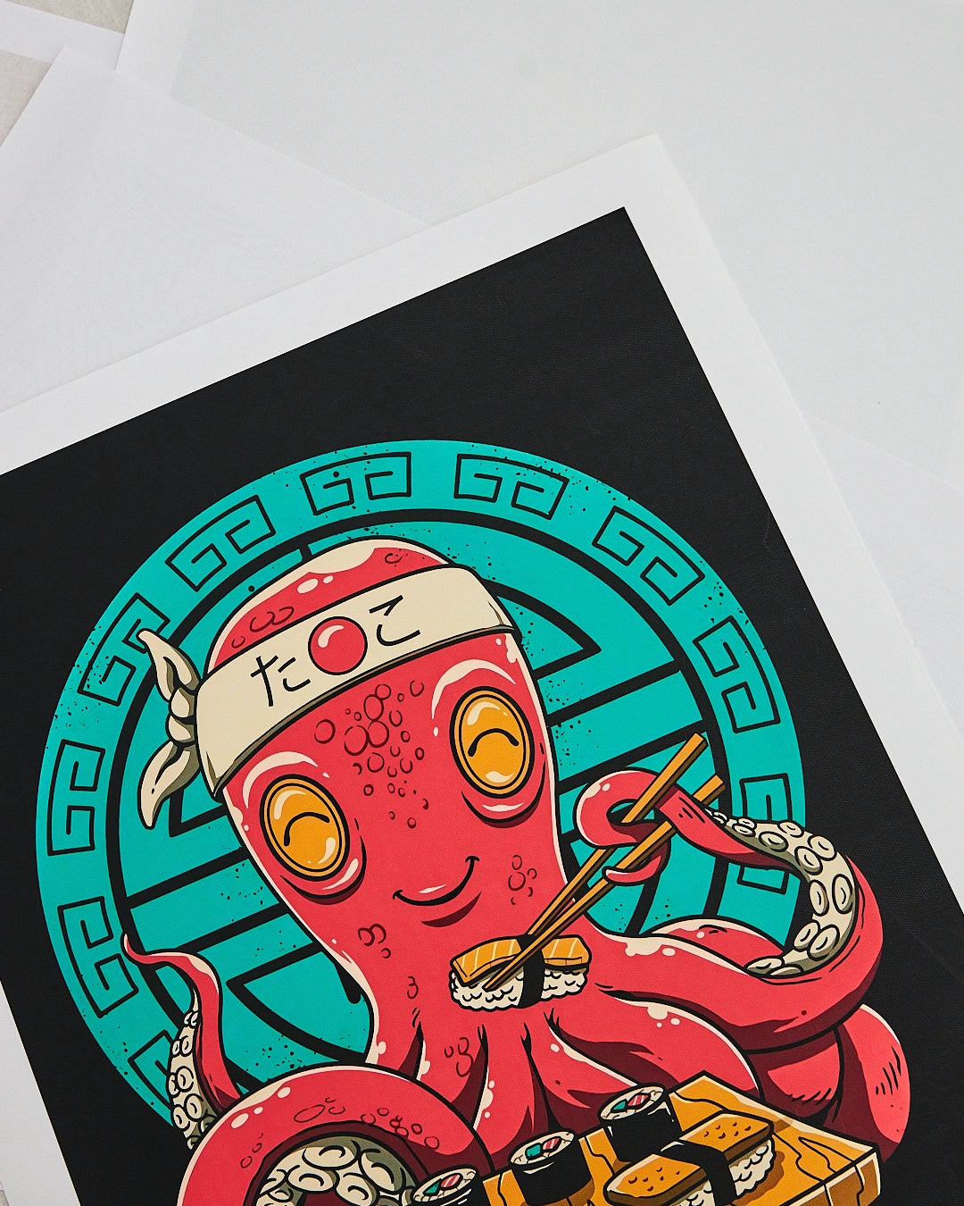 affiche fun couleur poulpe japon