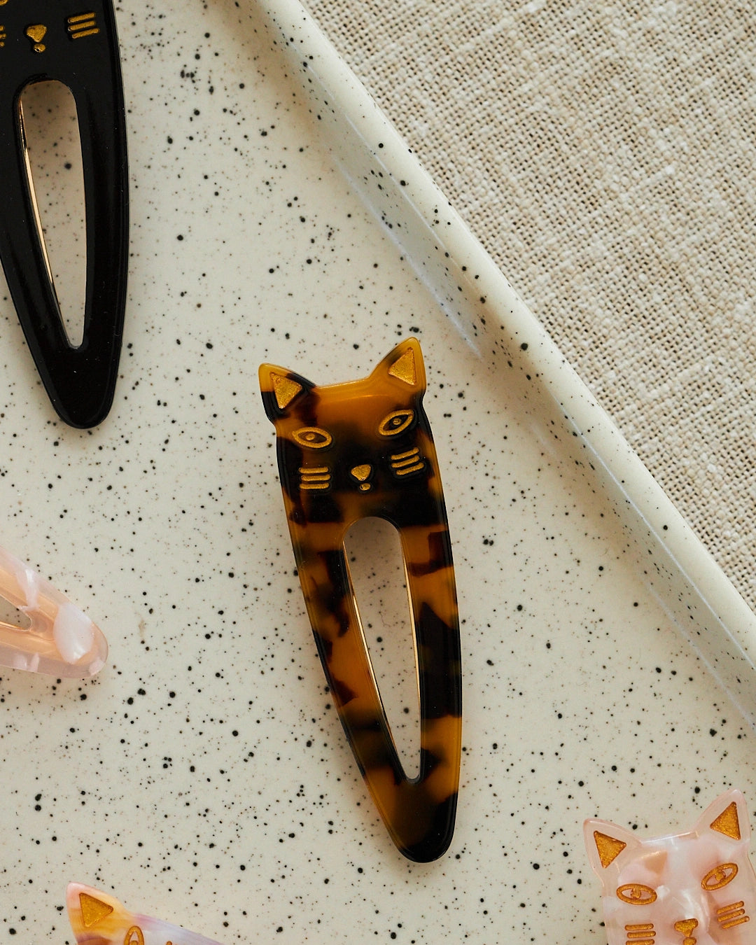 barrettes cheveux chat leopard