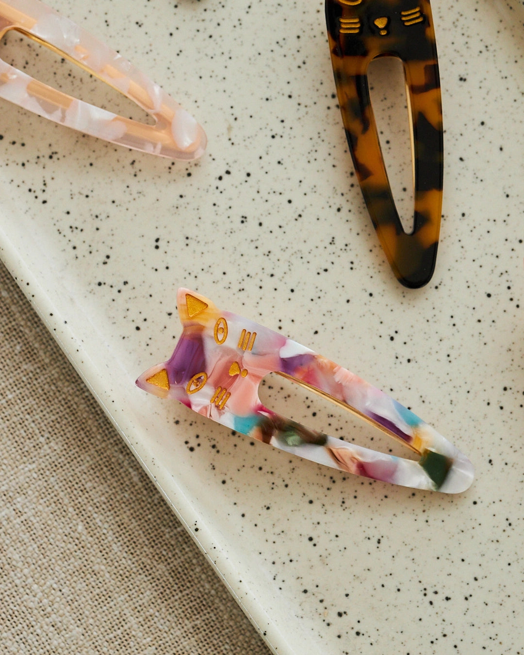 barrettes cheveux chat multicolor