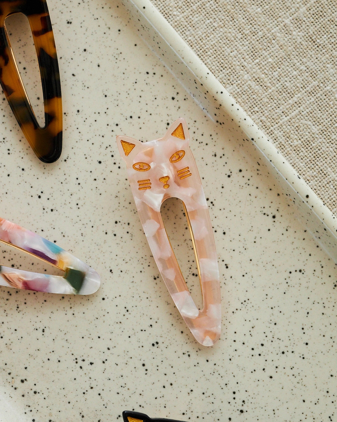 barrettes cheveux chat rose
