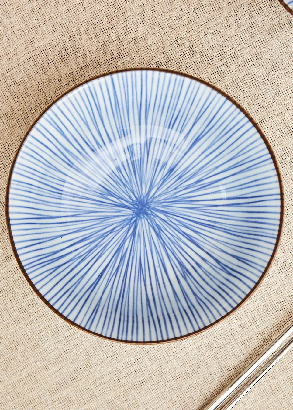 bol japonais lignes bleu soupe