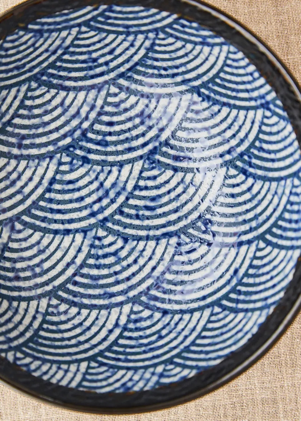 bol japonais vagues bleu et noir