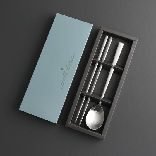 cuillère baguettes coréen acier inox mat minimaliste