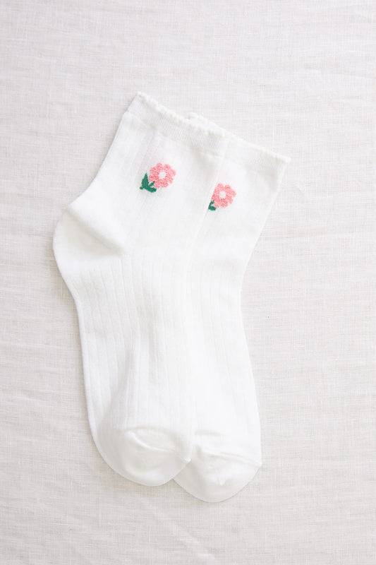 chaussettes fleur blanche