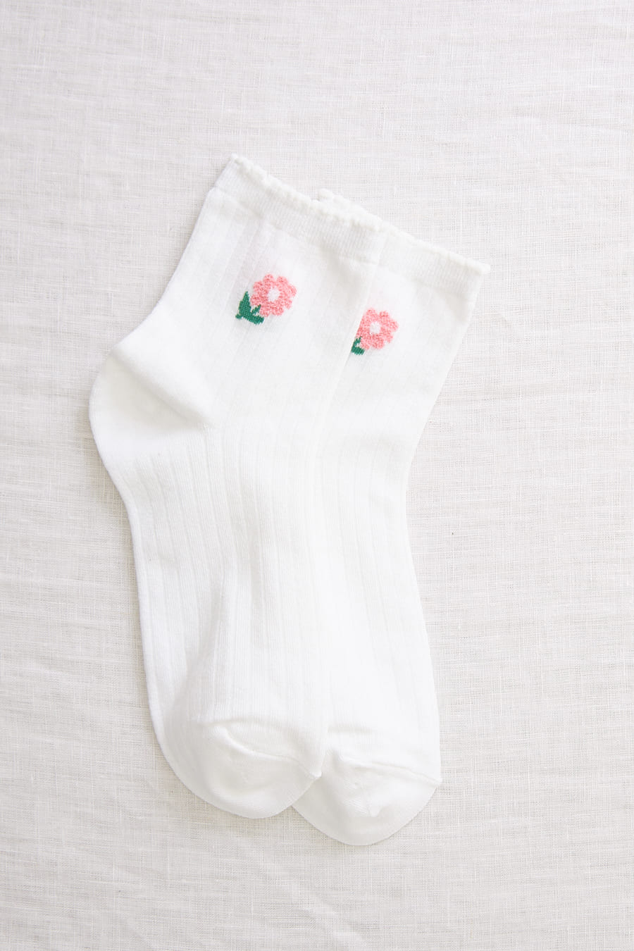 chaussettes fleur blanche
