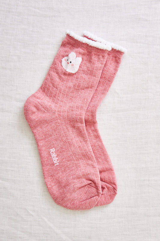 chaussettes lapin rose