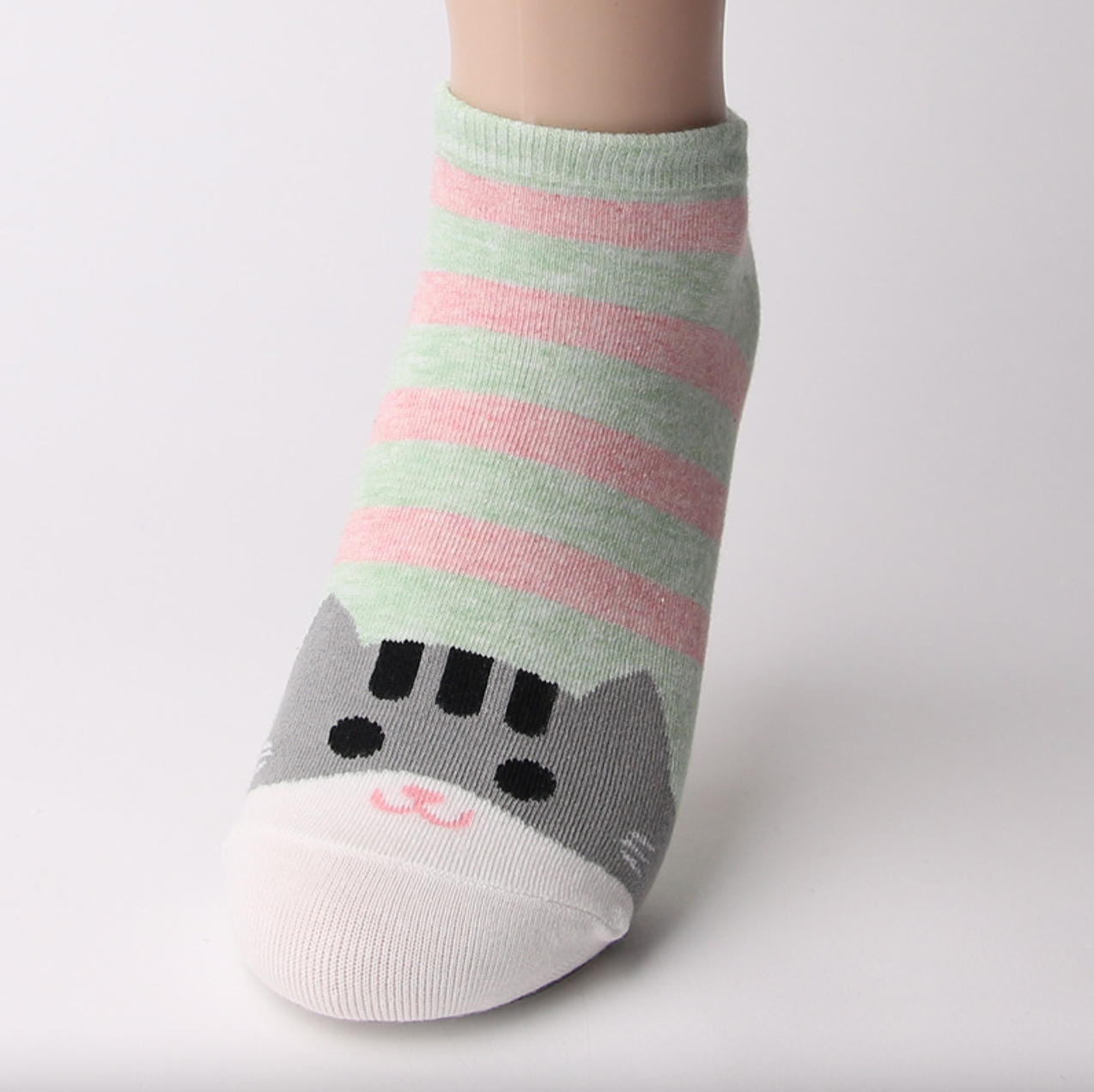 CHAUSSETTES COURTES CHAT GRIS