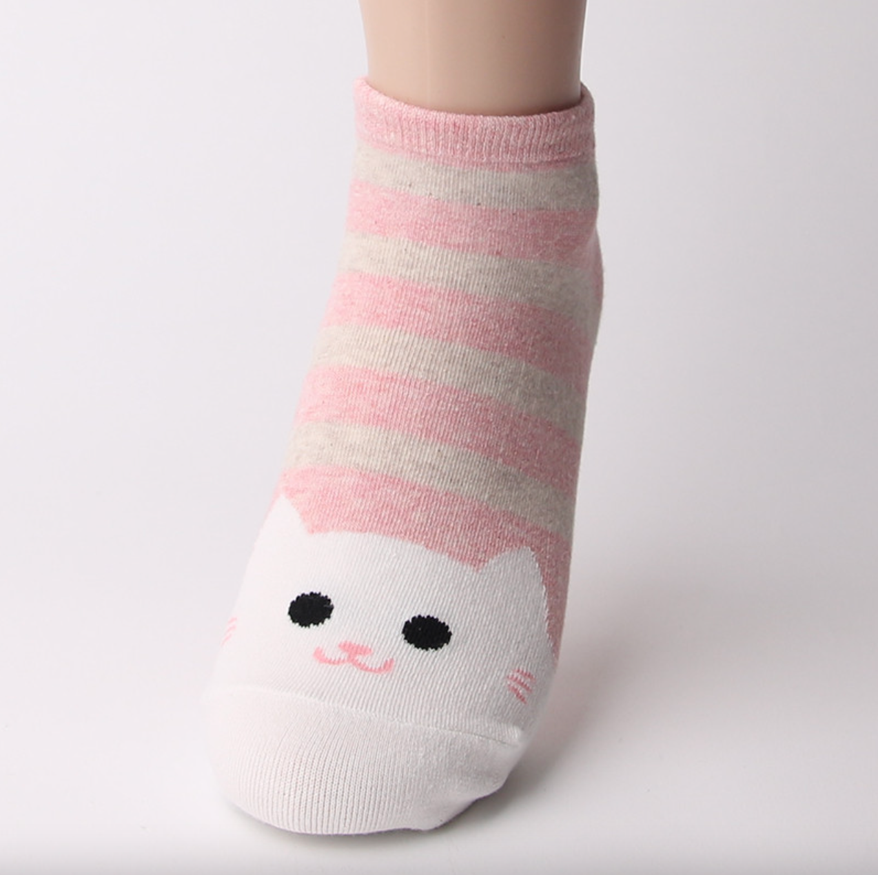 CHAUSSETTES COURTES CHAT ROSE