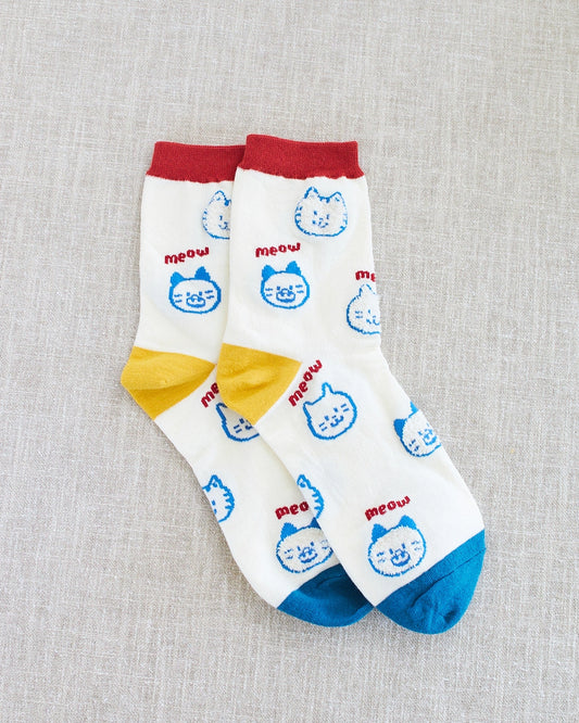 chaussettes colorees chat