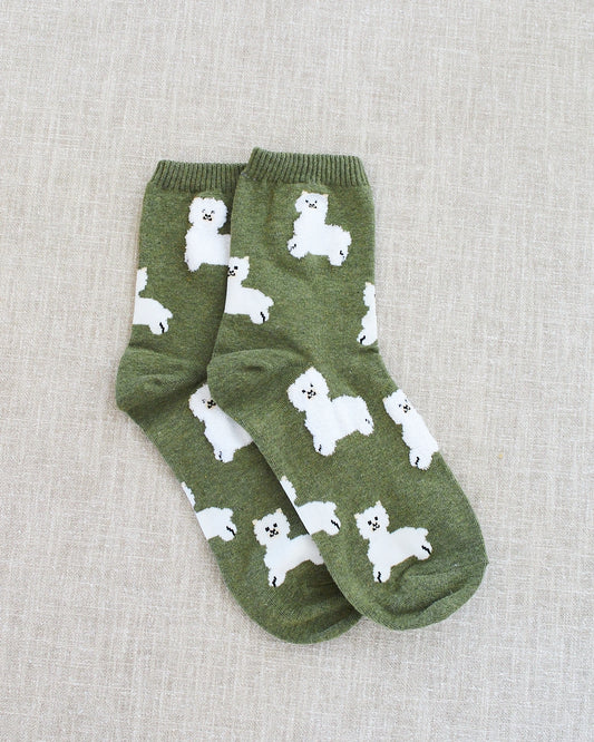chaussettes lama vert