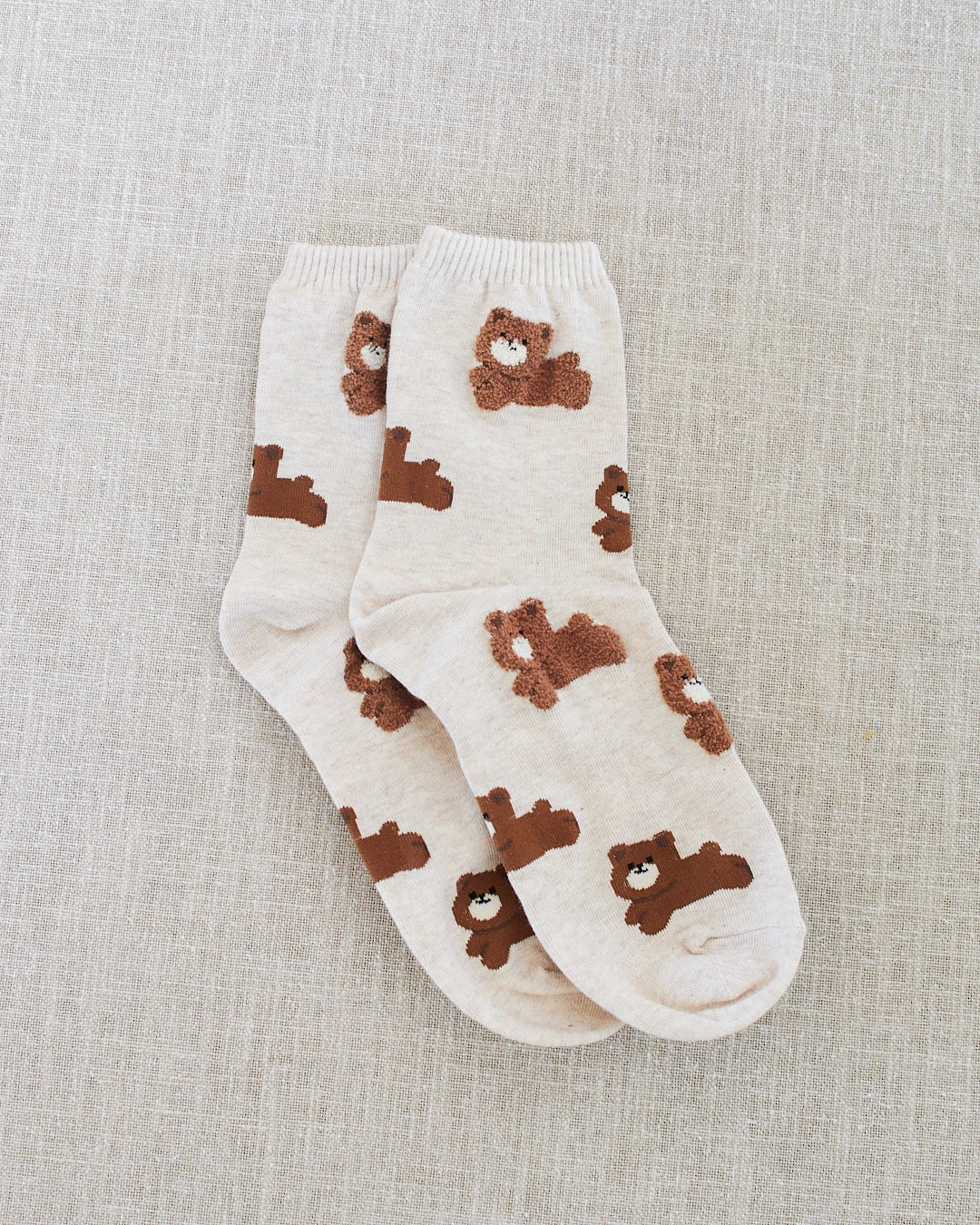 chaussettes ours marron beige