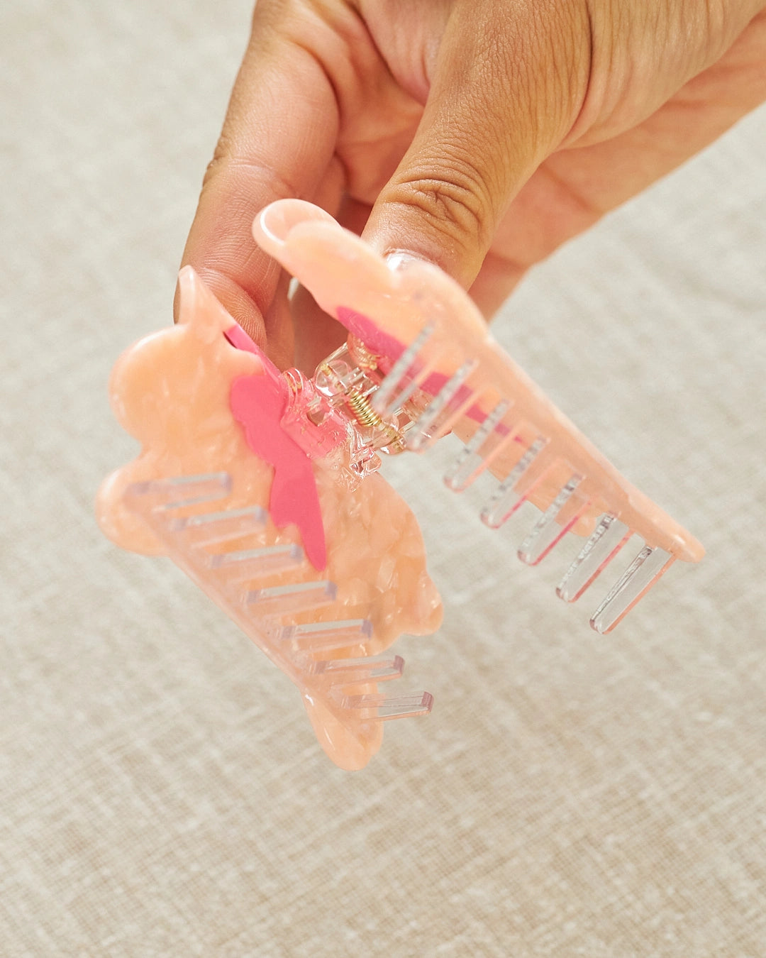 pince cheveux acetate cellulose chat rose